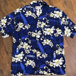 Island Stuff Men's Blue Floral Casual Button Down Shirt